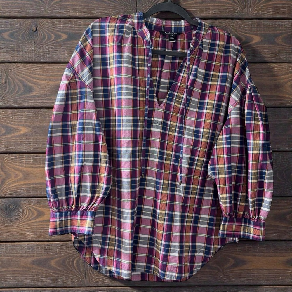 Lauren Ralph Lauren Plaid Blouse in Red and Blue